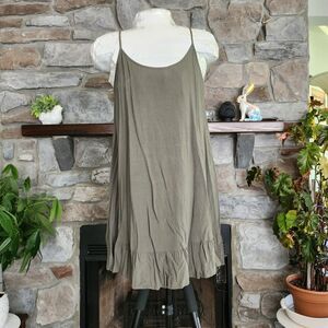 Olive Green Ruffle Hem Sundress Women's Size L - NWOT